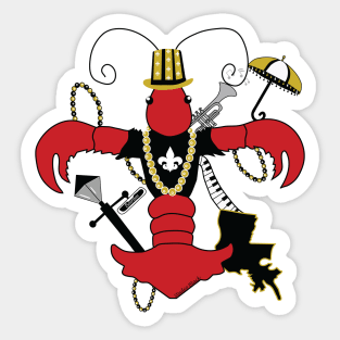 New Orleans Red Louisiana Crawfish Fleur de Lis Sticker